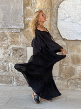 Load image into Gallery viewer, GYPSETTE MAXI SKIRT / black cotton voile