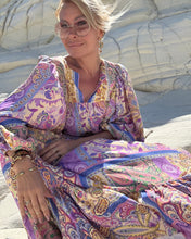 Load image into Gallery viewer, THALASSA MAXI DRESS/ pastel oriental print, lilac+ butter yellow