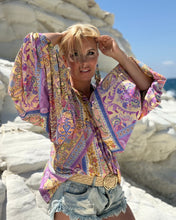 Load image into Gallery viewer, THALASSA BLOUSE / oriental print pastel lilac + butter yellow