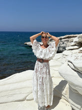 Load image into Gallery viewer, FLAMENCO MAXI DRESS/ white gipiure lace