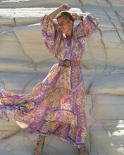 Load image into Gallery viewer, THALASSA MAXI DRESS/ pastel oriental print, lilac+ butter yellow
