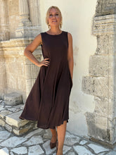 Load image into Gallery viewer, 7 CLOCHÉ MIDI DRESS/ chocolate brown linen jersey