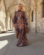 Load image into Gallery viewer, VICKY maxi dress/ caramel brown paisley