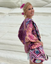 Load image into Gallery viewer, THALASSA BLOUSE WITH XL SLEEVES/ amethyst purple oriental print