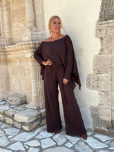 Load image into Gallery viewer, 3 TROUSERS / chocolate brown linen jersey