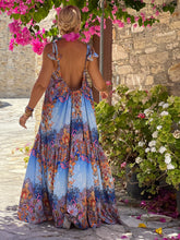 Load image into Gallery viewer, BAGGY MAXI DRESS/ cobalt oriental print