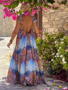 BAGGY MAXI DRESS/ cobalt oriental print