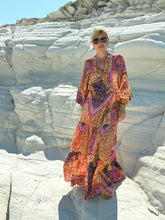 Load image into Gallery viewer, GYPSETTE MAXI SKIRT/ dpicy orange oriental print