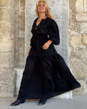 Load image into Gallery viewer, BOHOSOUL MAXI DRESS / black cotton voile