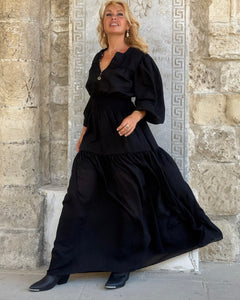 BOHOSOUL MAXI DRESS / black cotton voile