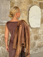 Load image into Gallery viewer, WAVE SLIP DRESS/ Milk chocolate brown satin