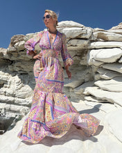 Load image into Gallery viewer, HIPPIE MAXI DRESS with 6 mtrs skirt/ pastel oriental print
