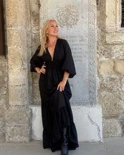 Load image into Gallery viewer, HIPPIE MAXI DRESS/ black cotton voile