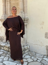 Load image into Gallery viewer, 4 SLIM MAXI SKIRT/ chocolate brown linen jersey