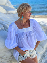 Load image into Gallery viewer, CARO BLOUSE / white cotton voile with cotton lace