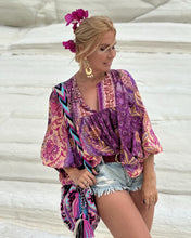 Load image into Gallery viewer, THALASSA BLOUSE WITH XL SLEEVES/ amethyst purple oriental print