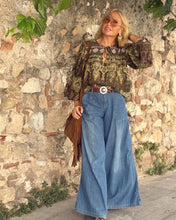 Load image into Gallery viewer, BOHOSOUL BLOUSE/ green and olive green paisley print