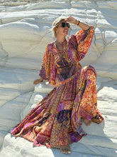Load image into Gallery viewer, GYPSETTE MAXI SKIRT/ dpicy orange oriental print