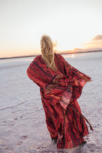 Load image into Gallery viewer, MUSE SHORT KIMONO /PONCHO / brick red oriental print