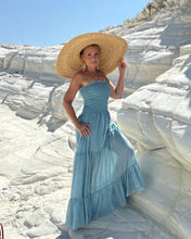 Load image into Gallery viewer, LA ISLA MAXI DRESS/ sky blue cotton voile