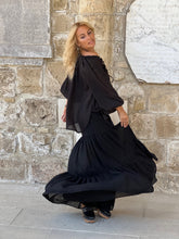 Load image into Gallery viewer, GYPSETTE MAXI SKIRT / black cotton voile