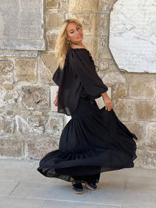GYPSETTE MAXI SKIRT / black cotton voile