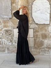 Load image into Gallery viewer, GYPSETTE MAXI SKIRT / black cotton voile