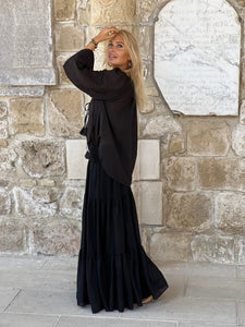 GYPSETTE MAXI SKIRT / black cotton voile