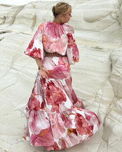 Load image into Gallery viewer, YASMINE MAXI DRESS with 6 mtrs volant/ blush pink xl flowers