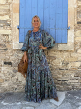 Load image into Gallery viewer, NOMAD MAXI DRESS/ brown and blue paisley