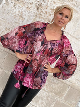 Load image into Gallery viewer, YASMINE BLOUSE / red and pink floral chiffon