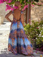 Load image into Gallery viewer, BAGGY MAXI DRESS/ cobalt oriental print