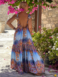 BAGGY MAXI DRESS/ cobalt oriental print