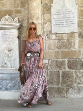 Load image into Gallery viewer, KARIATIDE MAXI DRESS/ Cafe Latte:  beige+dusty rose silk