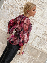 Load image into Gallery viewer, YASMINE BLOUSE / red and pink floral chiffon