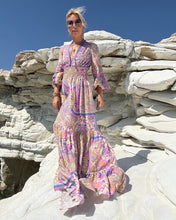 Load image into Gallery viewer, HIPPIE MAXI DRESS with 6 mtrs skirt/ pastel oriental print