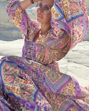 Load image into Gallery viewer, THALASSA MAXI DRESS/ pastel oriental print, lilac+ butter yellow
