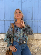 Load image into Gallery viewer, DREAM BLOUSE / brown and blue paisley