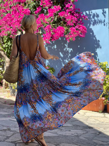 BAGGY MAXI DRESS/ cobalt oriental print