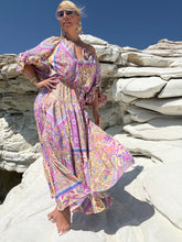 Load image into Gallery viewer, YASMINE MAXI DRESSwith 6 mtrs skirt / pastel oriental print
