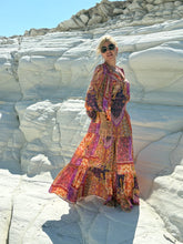 Load image into Gallery viewer, GYPSETTE MAXI SKIRT/ dpicy orange oriental print