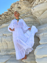 Load image into Gallery viewer, BOHOSOUL MAXI DRESS, 6 mtrs volant / white cotton voile