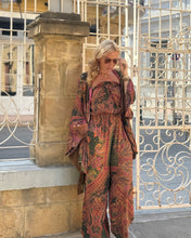 Load image into Gallery viewer, LUNA JUMPSUIT / tourmaline print with golden thread