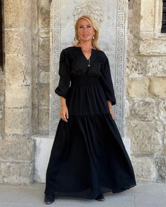 BOHOSOUL MAXI DRESS / black cotton voile