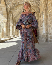 Load image into Gallery viewer, YASMINE MAXI DRESS/ burgundy, pink, turquoise paisley