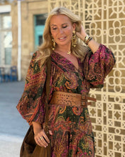 Load image into Gallery viewer, THALASSA MAXI DRESS/ tourmaline print with golden thread