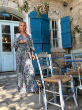 Load image into Gallery viewer, NOMAD MAXI DRESS/ brown and blue paisley