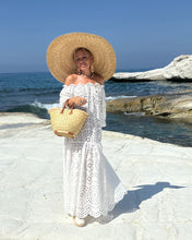 Load image into Gallery viewer, CARMEN DRESS-loose shape / cream white embroidered cotton