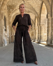 Load image into Gallery viewer, SAILOR TROUSERS/ chocolate brown embroidered cotton