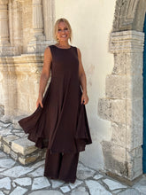 Load image into Gallery viewer, 7 CLOCHÉ MIDI DRESS/ chocolate brown linen jersey